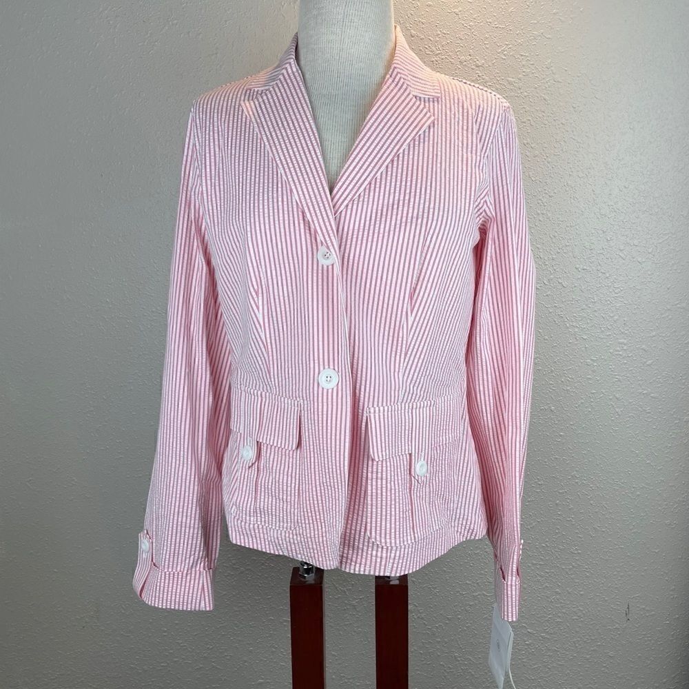 NWT Liz Claiborne Pink & White Stripe Dress Jacket